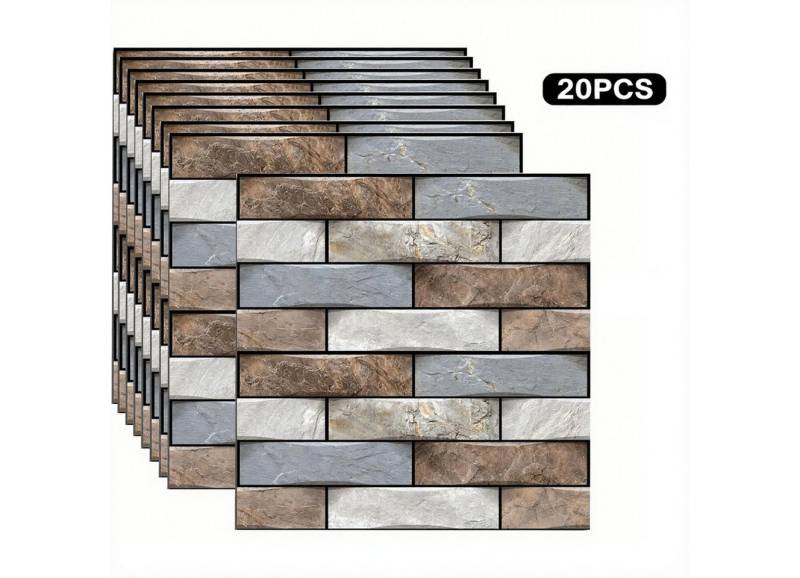 BlingBin 3D Wandpaneel 10 Stück 30 x 30 cm große selbstklebende 3D-Wandpaneele, (20 Stück, 20-tlg., 30 × 30 × 0,4 cm) Wasserdichte Tapete Selbstklebende Tapete von BlingBin