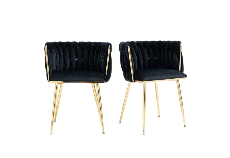 BlingBin 4-Fußstuhl Polsterstuhl, Samt Esszimmerstuhl Küchenstuhl Stuhl (2er Set, 2 St), Design und weichen Kissen für Esszimmer, Wohnzimmer und Schlafzimme von BlingBin