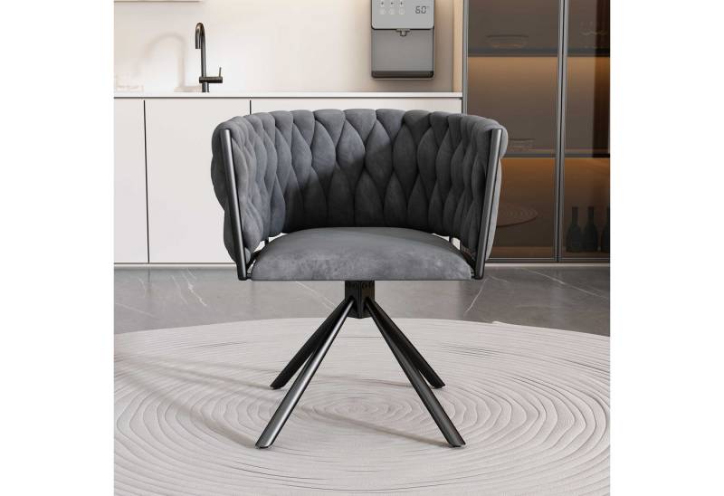 BlingBin 4-Fußstuhl Samt-Esszimmerstuhl, Luxus Wohnzimmer Schlafzimmer Drehstuhl (1 Set, 1 St), Freizeit-Drehstuhl mit vier Stützbeinen aus Metall von BlingBin