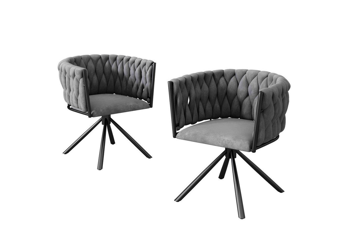 BlingBin 4-Fußstuhl Samt-Esszimmerstuhl, Luxus Wohnzimmer Schlafzimmer Drehstuhl (1 Set, 2 St), Freizeit-Drehstuhl mit vier Stützbeinen aus Metall von BlingBin