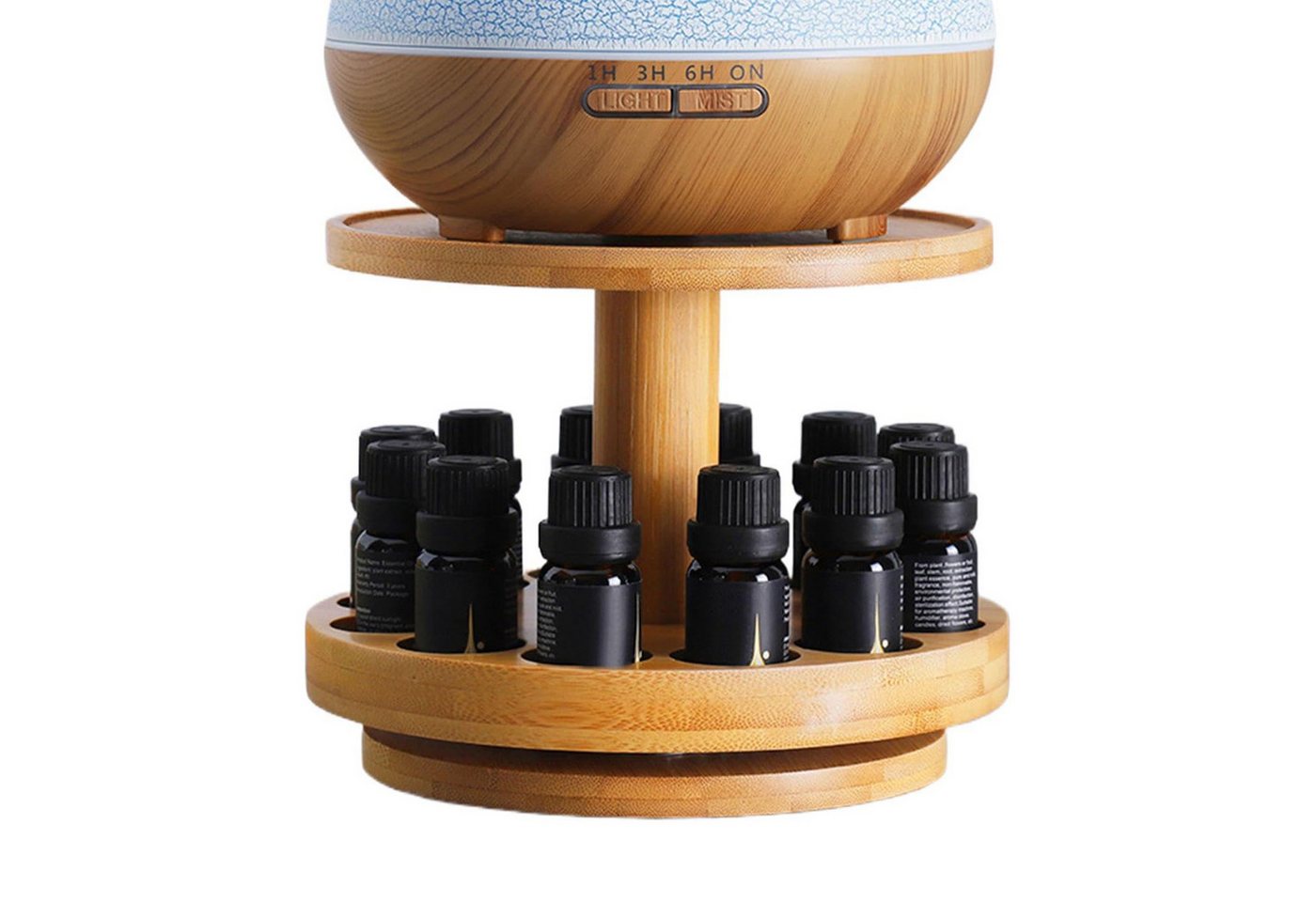 BlingBin Ablageregal Aromatherapie-Öl-Halter Ätherisches Öl Display Ständer Holzorganisator, 1er Set 1-tlg., 2-stöckiger Ölkasten-Aufbewahrungsregal für Ätherische Öle und Duftöle von BlingBin