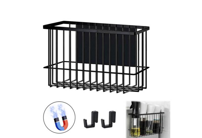BlingBin Ablageregal Magnetischer Metallkorb-Organizer, Edelstahl Korb-Regal mit Haken, 26.4*8.3*14.7 CM, Gewichtskapazität: 5KG 1-tlg., Bücherregal Briefhalter, Kühlschrank-Organizer, Aufbewahrung für Küche von BlingBin