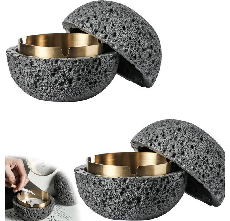 BlingBin Aschenbecher Winddichter Beton-Behälter mit Edelstahleinsatz, kompakt und robust, Kompaktes Design, platzsparend und dekorativ von BlingBin