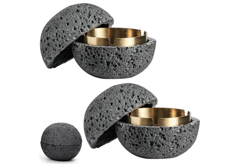 BlingBin Aschenbecher aus Stein, Mode-Mülleimer mit Deckel, Beton+Innenzylinder aus Metall, Tischmülleimer Winddicht Geruchsdicht Leicht Zu Reinigen Für Home von BlingBin