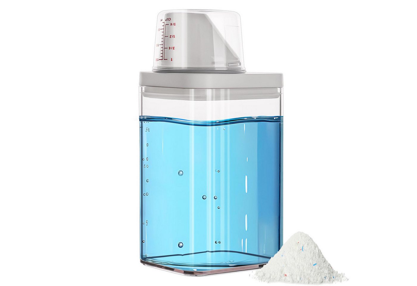 BlingBin Aufbewahrungsbox 1100ML Waschmittelspender mit Messbecher, Waschpulver Aufbewahrungsbox (1er Set, 1 St., 1tlg), Waschpulver-BehäLter Aufbewahrungseimer Waschmittelbox für WeichspüLer von BlingBin