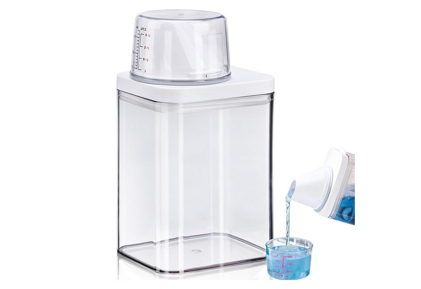 BlingBin Aufbewahrungsbox 1100ml Luftdichter Waschmittelspender Mit Messbecher (1er Set, 1 St., 1 Stück), Waschpulver Behälter für Waschpulver, Waschmittel, Getreide von BlingBin