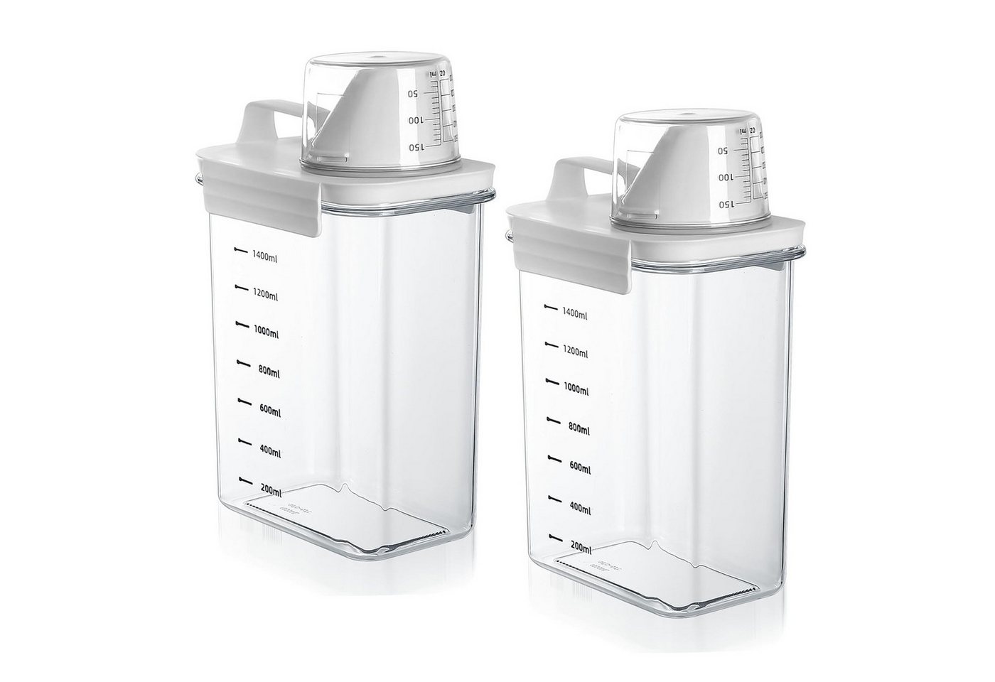 BlingBin Aufbewahrungsbox 1800ml Luftdichter Waschmittelspender Mit Messbecher, Waschmittelbox (2er Set, 2 St., 2 Stück), Aufbewahrungsbox Vorratsbehälter für Waschmittel Futterbehälter von BlingBin
