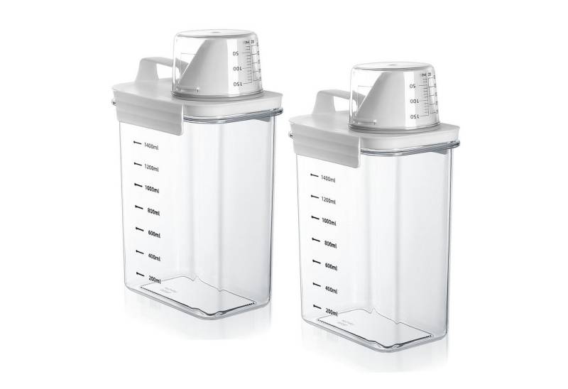 BlingBin Aufbewahrungsbox 1800ml Luftdichter Waschmittelspender Mit Messbecher, Waschmittelbox (2er Set, 2 St., 2 Stück), Aufbewahrungsbox Vorratsbehälter für Waschmittel Futterbehälter von BlingBin