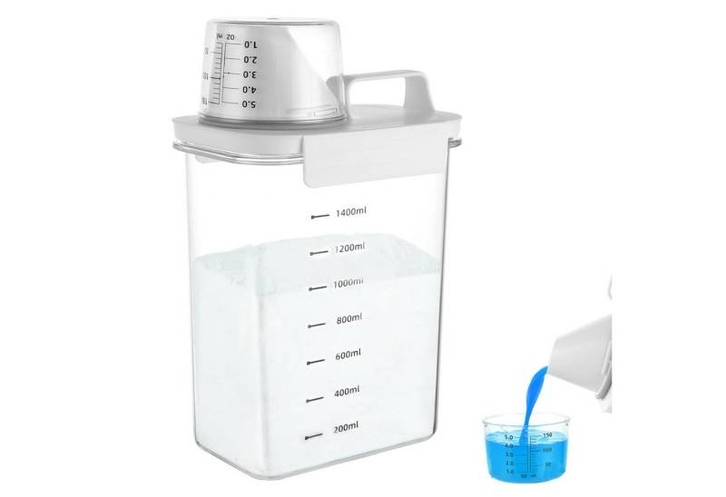 BlingBin Aufbewahrungsbox 1800ml Luftdichter Waschmittelspender mit Messbecher (1er Set, 1 St., 1 x luftdichter Waschmittelspender mit Messbecher), Waschmittelbox Vorratsbehälter für Waschmittel Futterbehälter von BlingBin