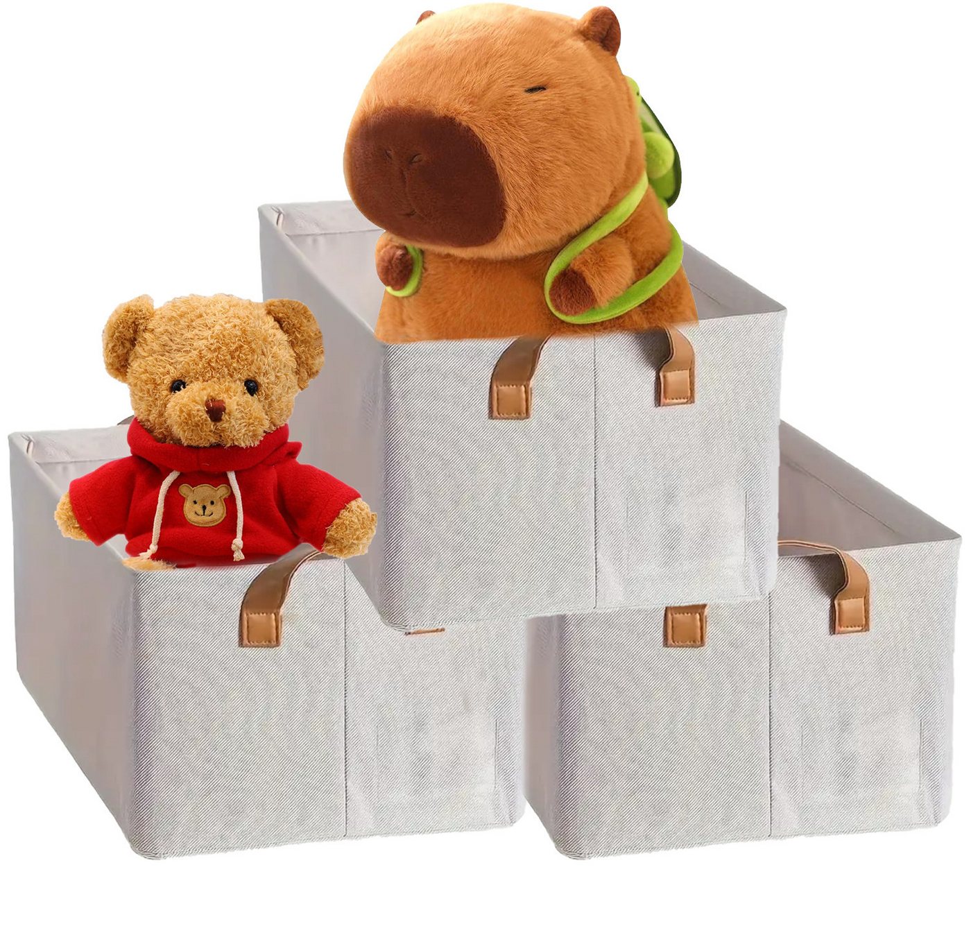 BlingBin Aufbewahrungsbox 3 Stück Faltbare Aufbewahrungskörbe aus Stoff mit Einlegeböden (1 Set, 3 St., 47 x 28 x20 cm), für Kleiderschrank und Wohnkultur Organisation von BlingBin