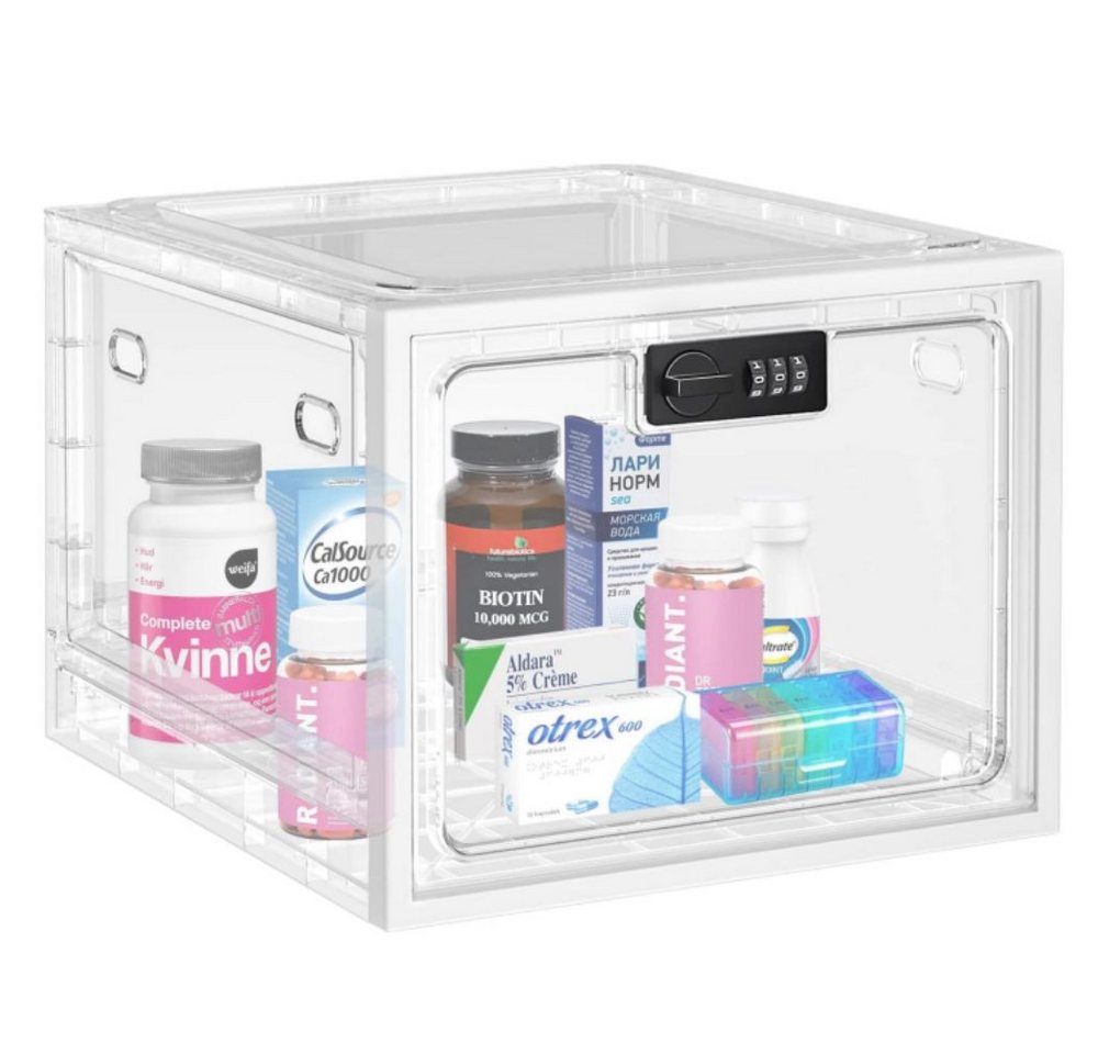 BlingBin Aufbewahrungsbox Abschließbare Box Medikamenten Transparente Schließbox (1er Set, 1 St., 1pcs), für Medizin, Snack, Handy Gefängnis, Lebensmittel von BlingBin