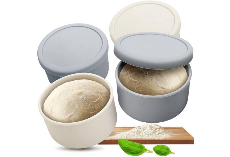 BlingBin Aufbewahrungsbox Pizzaballenbox mit Deckel, Pizzateigbehälter 700ml (1er Set, 4 St., 4x stapelbare Frischhaltedosen mit Deckel), für Pizzateig, Brot & Sauerteig, Pizzateig Box aus Kunststoff von BlingBin