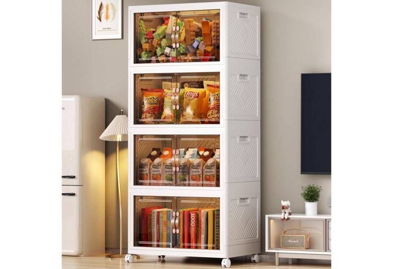 BlingBin Aufbewahrungsbox Stapelbox Stapelbare Aufbewahrungsbox mit Deckel,Schrank Organizer (Faltbare Aufbewahrungsbox mit Rollen und Magnettür, 1 St., 4-Schicht Stapelbare Kunststoffbox mit Doppeltür und Deckel), Kunststoff-Aufbewahrung für Kleidung, Spielzeug, Küche & Wohnzimmer BlingBin Aufbewahrungsbox Stapelbox Stapelbare Aufbewahrungsbox mit Deckel,Schrank Organizer (Faltbare Aufbewahrungsbox mit Rollen und Magnettür, 1 St., 4-Schicht Stapelbare Kunststoffbox mit Doppeltür und Deckel), Kunststoff-Aufbewahrung für Kleidung, Spielzeug, Küche & Wohnzimmer von BlingBin