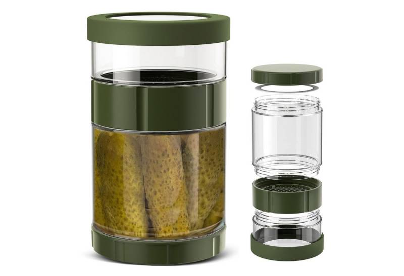 BlingBin Aufbewahrungsdose Flip Einmachglas Flip Gurkenglas mit Sieb und Deckel 1500ml (1er Set, 1 St., 1500ml), Glas-Kimchi-Behälter,Sanduhr Gurkenglas 2025 Geschenk von BlingBin