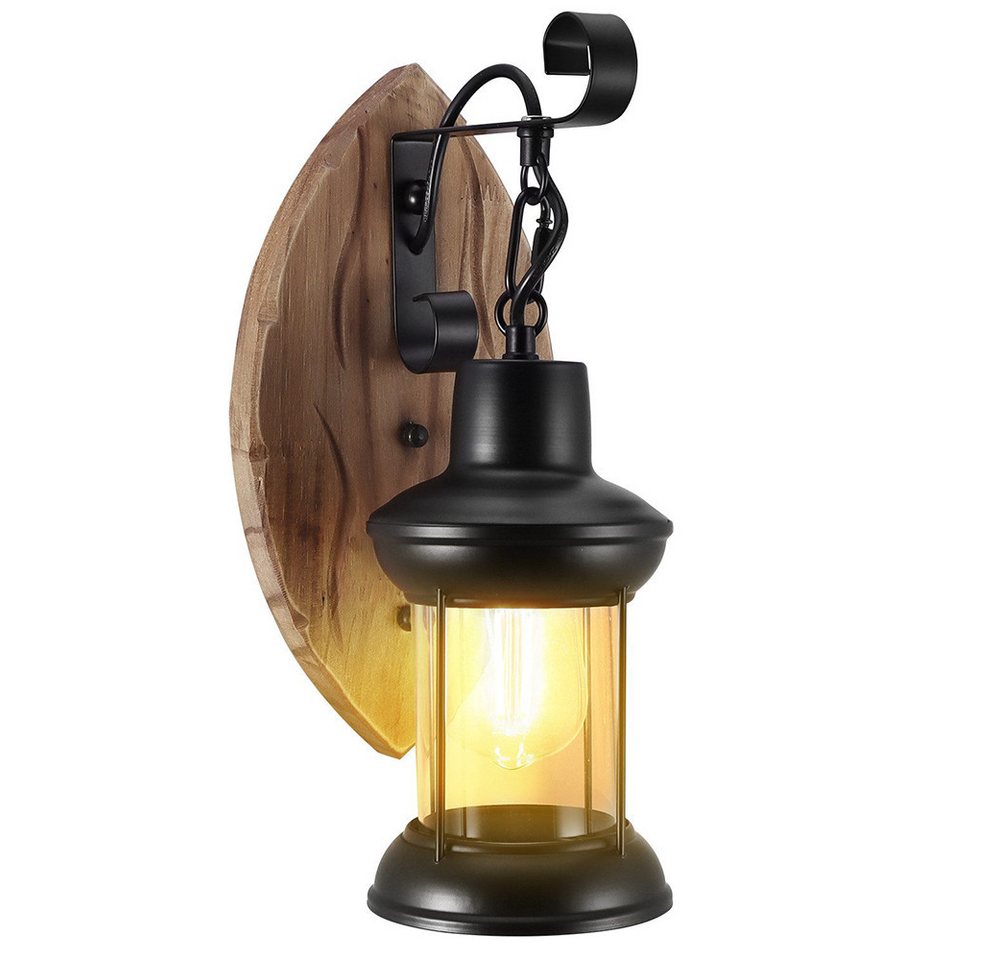 BlingBin Außen-Wandleuchte Vintage Holzpaneel Wandleuchte E27 Retro Wandlampe, Ornamental und frei einstellbar, ohne Leuchtmittel, DIY, E27-Fassung, kompatibel mit LED, Retro und Smart-Bulbs von BlingBin