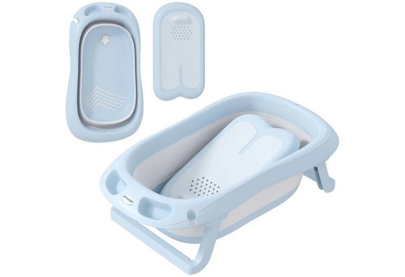 BlingBin Babybadewanne Faltbare Baby Badewanne mit Gestell Abfluss- und Duschlöcher, (1er Set, 2-tlg), utschfest Babywanne, Badebecken, Duschwanne für Neugeborene von BlingBin