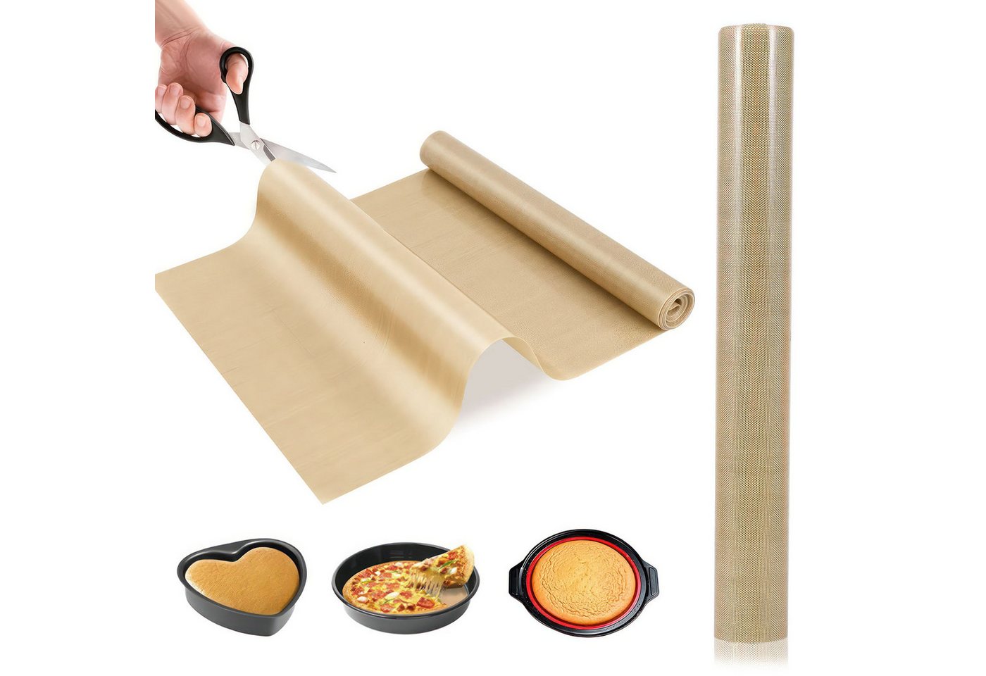 BlingBin Backmatte Zuschneidbare Silikon Teigmatte, Wiederverwendbare Silikonmatte, Silikon (1er Set, 1-tlg., 244*30*0.04cm), Lebensmittelqualität Arbeitsplatte Matte für Ofen, Luftfritteusen von BlingBin