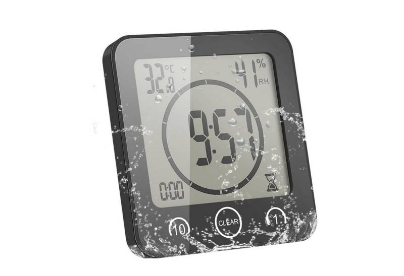 BlingBin Badezimmeruhr Digital Wecker Bad Uhr, Shower Clock mit Saugnapf LCD Display (Luftfeuchtigkeit Temperatur Wanduhren, Countdown Timer Für Dusche) von BlingBin