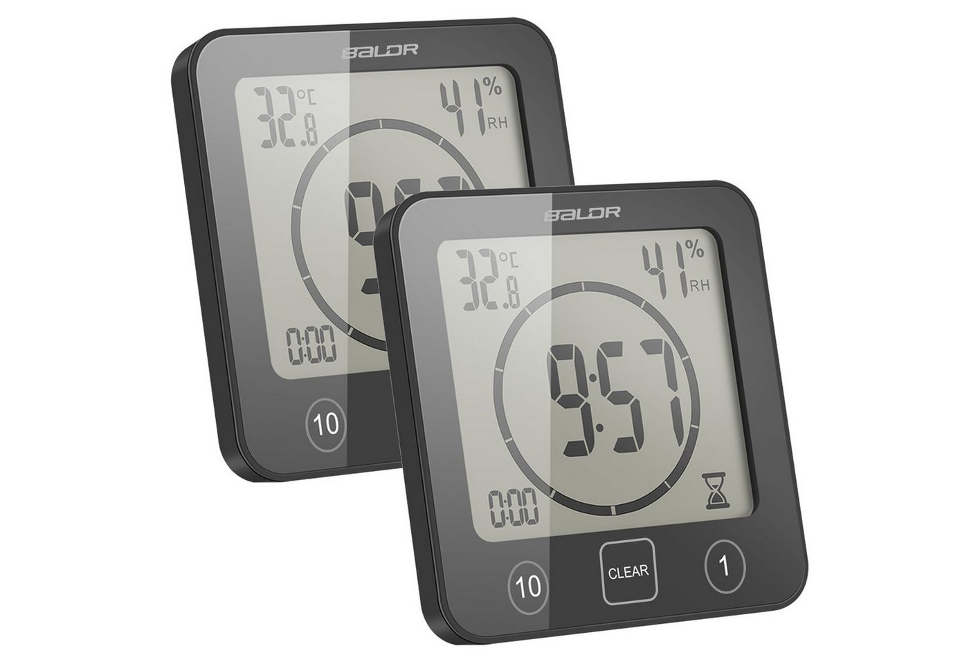 BlingBin Badezimmeruhr Wasserdichte Duschuhr, Badezimmer-Timer-Wecker mit LCD-Anzeige (Timer-Steuerung Countdown-Timer-Uhr für Kitchen Badezimmer, 2 Stück) von BlingBin