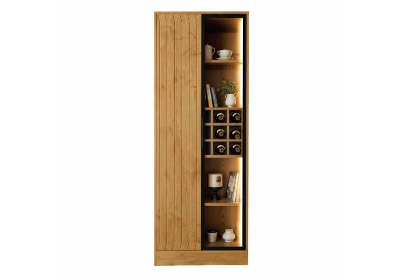 BlingBin Badkommode Badezimmerschrank Vitrinenschrank mit Lichtleiste und Glastüren (1er Set, 1 St., 160cm), Badkommode Aufbewahrungsschrank von BlingBin