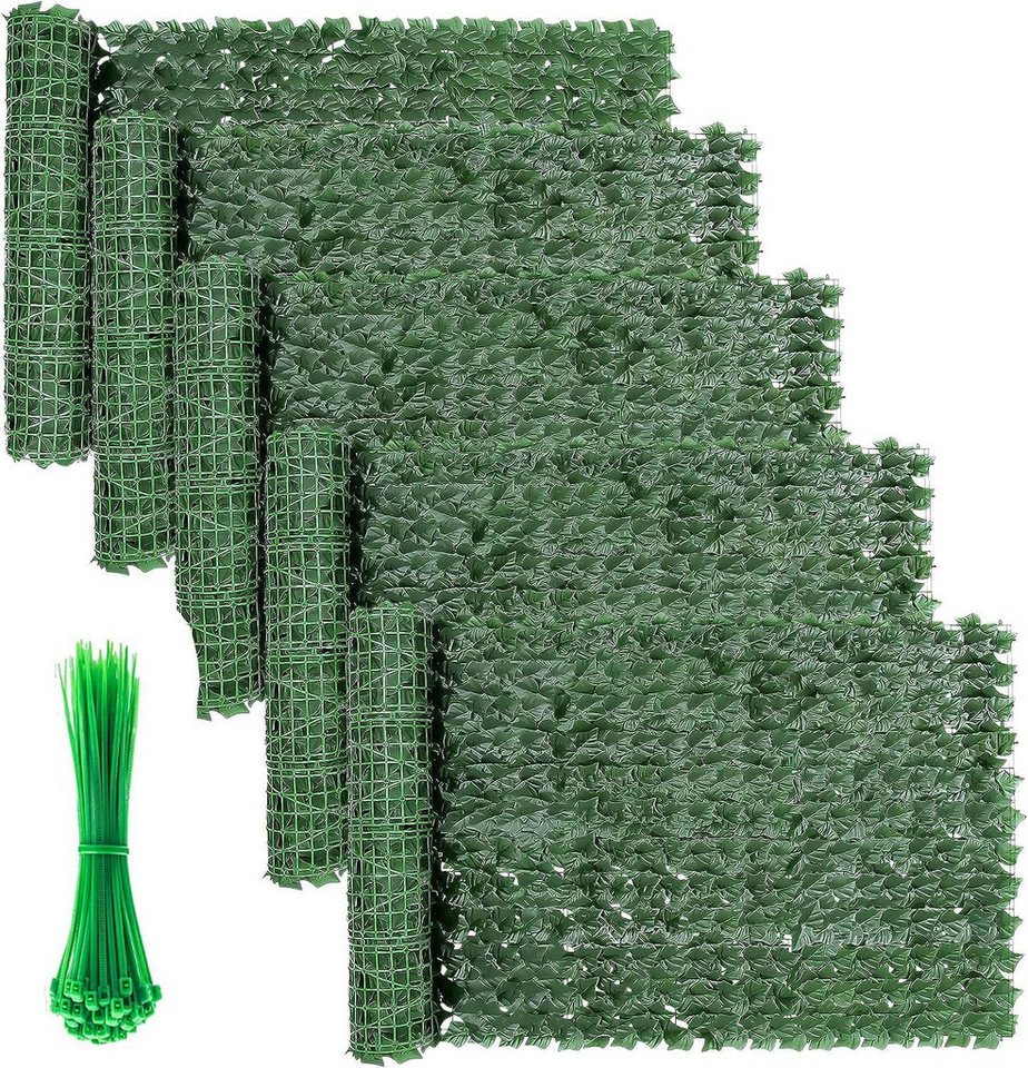 BlingBin Balkonsichtschutz Sichtschutzhecke Windschutz Efeu Sichtschutz Blätterzaun 1x3M (5er Set, 5-St., 5pcs) LxH: 300x100 cm, für Balkon und Terrasse von BlingBin