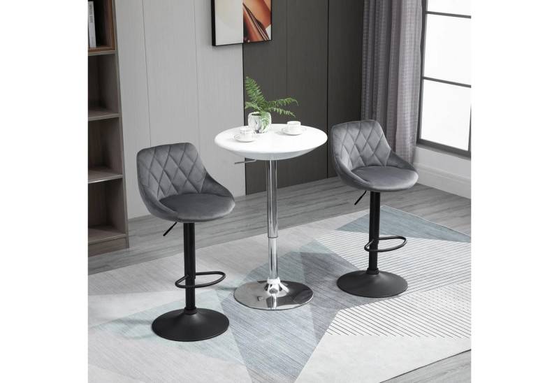 BlingBin Barhocker 2er Set Höhenverstellbar Drehbar Barstühle mit Samtoptik Tresenhocker (2 Stück, 2 St., 48cm x 46cm x 104cm), mit Rückenlehne und Fußstütze für Bar, Theke, Esszimmer von BlingBin