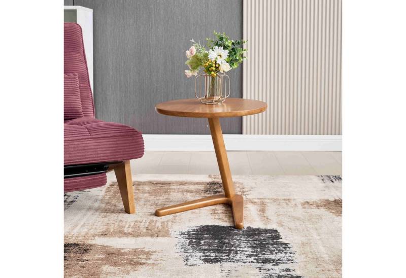 BlingBin Beistelltisch Holz Kaffeetisch Couchtisch Nachttisch Rund Klein Moderner Sofatisch (1 Stück, 1-St., 50 x 44 x 50 cm), für Wohnzimmer Büro Minimalistischer Stylischer Deko Tisch von BlingBin