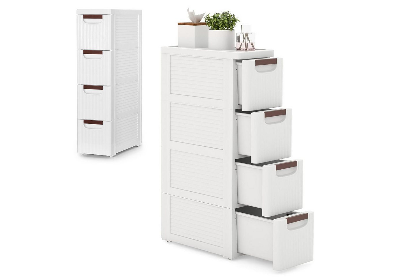 BlingBin Beistellwagen Schmaler Nischenschrank auf Rollen Rollschrank mit 4/5 Schubladen, (1er Set, 1 St., 42 x 19 x 74 cm), Nischenwagen Nischenregal Apothekerschrank Badezimmerschrank von BlingBin