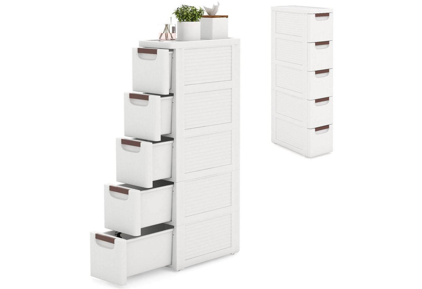 BlingBin Beistellwagen Schmaler Nischenschrank auf Rollen Rollschrank mit 4/5 Schubladen, (1er Set, 1 St., 42 x 19 x 91 cm), Nischenwagen Nischenregal Apothekerschrank Badezimmerschrank von BlingBin