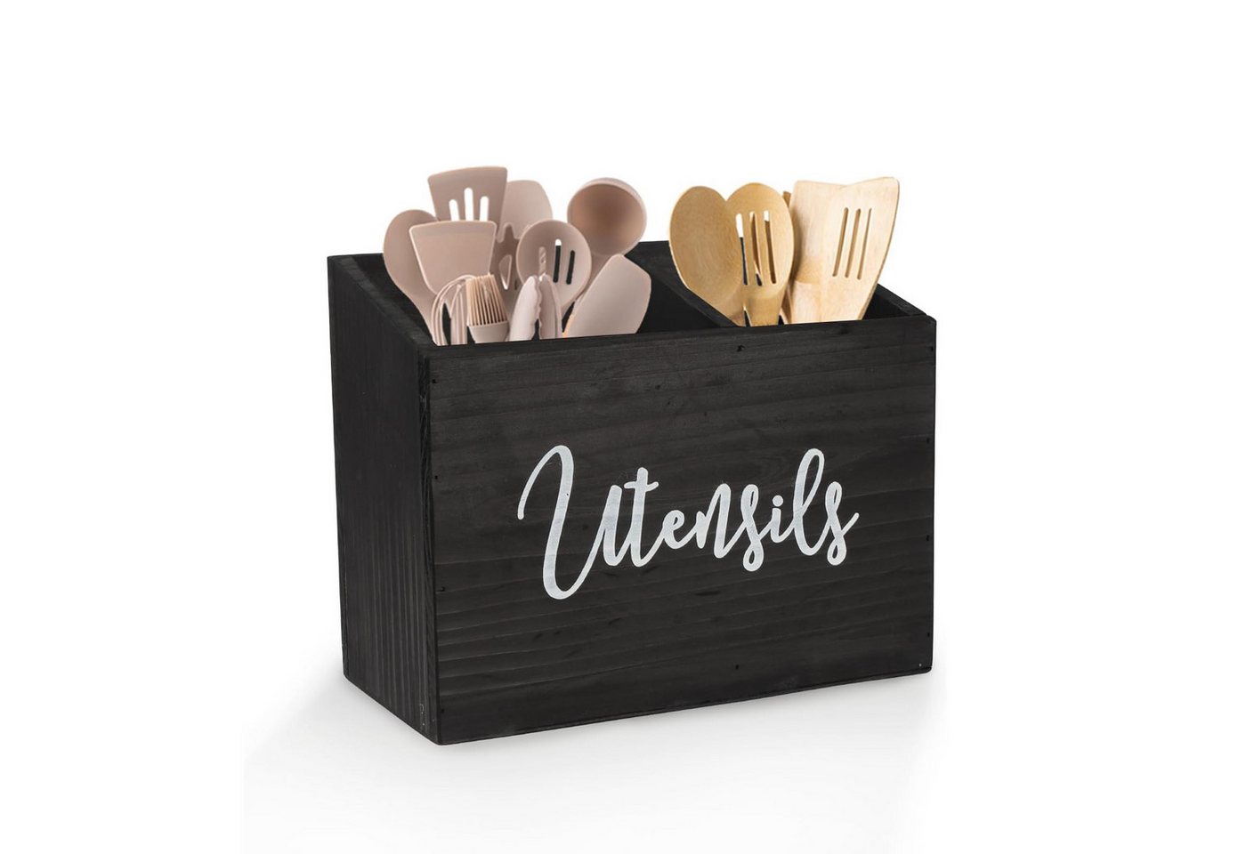 BlingBin Besteckkasten 2/3 Teilig Besteckhalter Besteckkorb, Besteck Organizer aus Holz (1 Stück, 1 St., 25 x 13 x 20 cm), Utensilienhalter Küche Behälter für Küchenutensilien von BlingBin