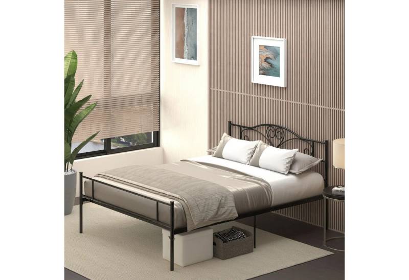 BlingBin Bettgestell Bett aus Metall 140 x 200 cm Stahl mit Lattenrost Bettrahmen (1er Set, 1-tlg., 211cm x 145cm x 108cm), 300 kg Belastbarkeit 31 cm hoch Doppelbett von BlingBin