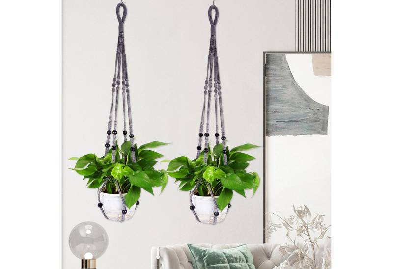 BlingBin Blumenampel Makramee Hängekorb aus Baumwollseil für Pflanzen, 2er Set, 90 cm (2er-Set, 2 St., 90cm,280g), Vielseitig nutzbar für Wohnzimmer, Balkon, Terrasse, Garten von BlingBin