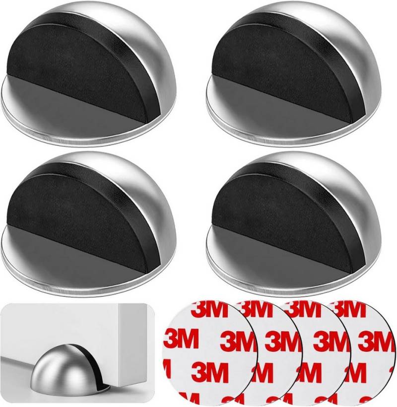 BlingBin Bodentürstopper 4 Stück Edelstahl Türstopper Boden Selbstklebend mit Gummipuffern (4er Set, 4 St., 4pcs), Türstopper Boden Kleben mit 3M Magnet Klebepads zum Schutz von Türen von BlingBin