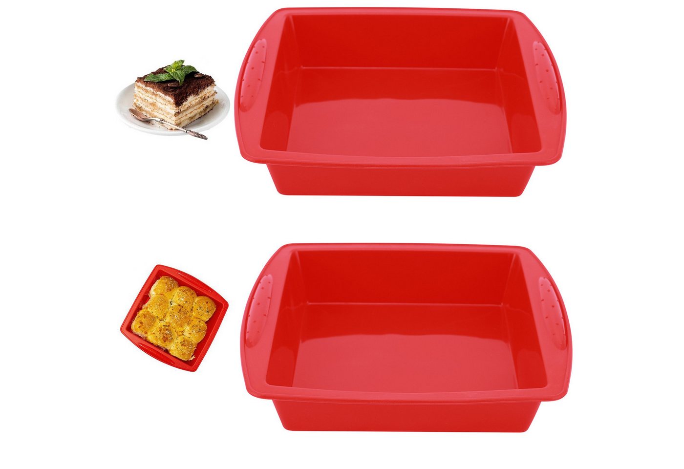 BlingBin Brotbackform 2/4 Silikon-Kuchenform, quadratische Silikon-Kuchenform, Brotform, (1er Set 2-tlg), Antihaftbeschichtete Silikon-Backformen für Brownies, Kuchen und Brot von BlingBin