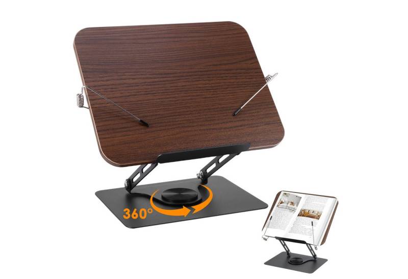 BlingBin Buchstütze Buchständer Holz Verstellbarer Buchhalter mit 360° drehbarer Basis (1er Set, 1 St., 30 x 24 cm), Kochbuchhalter für Tablet,Rezept,Zeitschrift,Kindle von BlingBin
