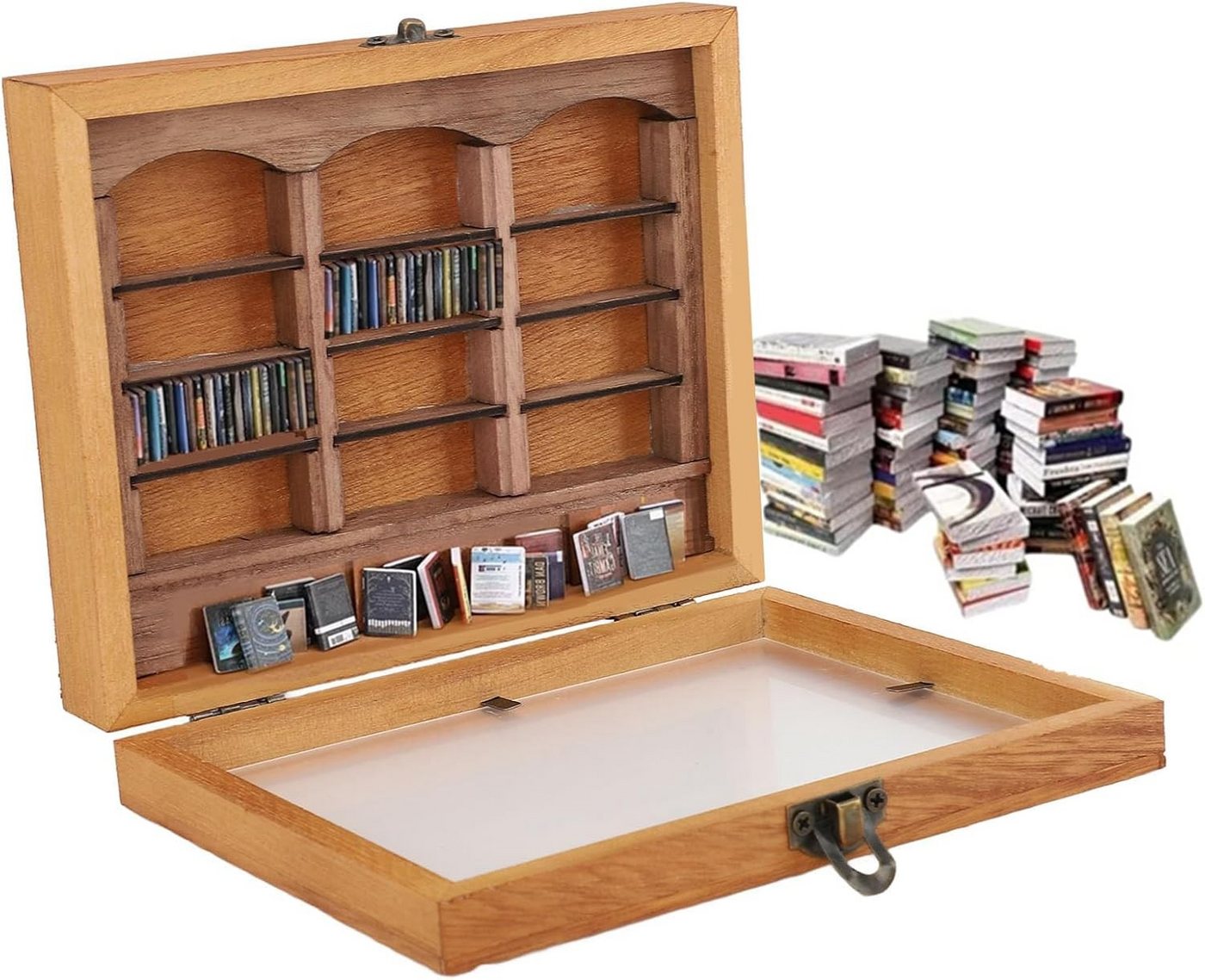 BlingBin Bücherregal Anti-Angst, Miniatur Kreative Hölzernes Puppenhaus-Bücherregal, 1 Set 1-tlg., für Wohnzimmer-Schreibtisch-Ornament BlingBin Bücherregal Anti-Angst, Miniatur Kreative Hölzernes Puppenhaus-Bücherregal, 1 Set 1-tlg., für Wohnzimmer-Schreibtisch-Ornament von BlingBin