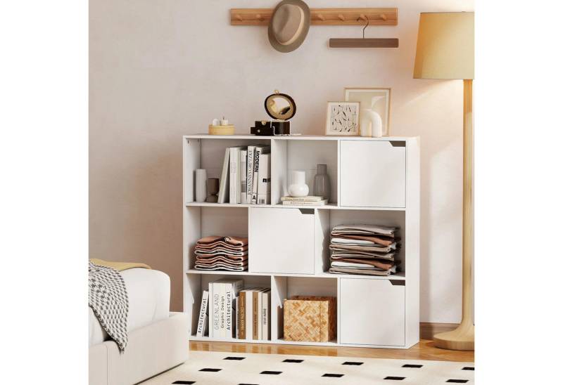 BlingBin Bücherregal Aufbewahrungsregal Büroregal mit 9 Würfelfächer, 3 Türen, 1er Set 1-tlg., Display Regal für Home-Office Wohnzimmer BlingBin Bücherregal Aufbewahrungsregal Büroregal mit 9 Würfelfächer, 3 Türen, 1er Set 1-tlg., Display Regal für Home-Office Wohnzimmer von BlingBin