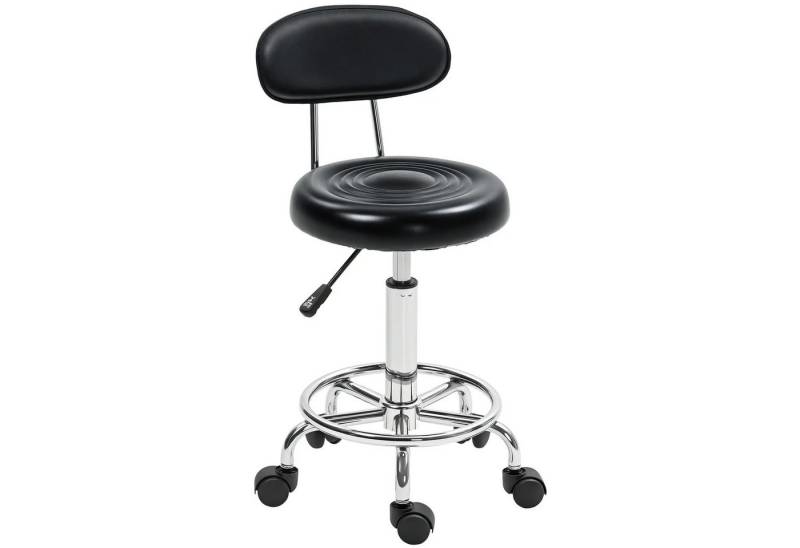 BlingBin Bürostuhl Höhenverstellbarer Drehhocker mit Rückenlehne und Rollen (1 Stück, 1 St), Arbeitshocker mit Verstellbarer Fußstütze für Büro, Kunstleder von BlingBin