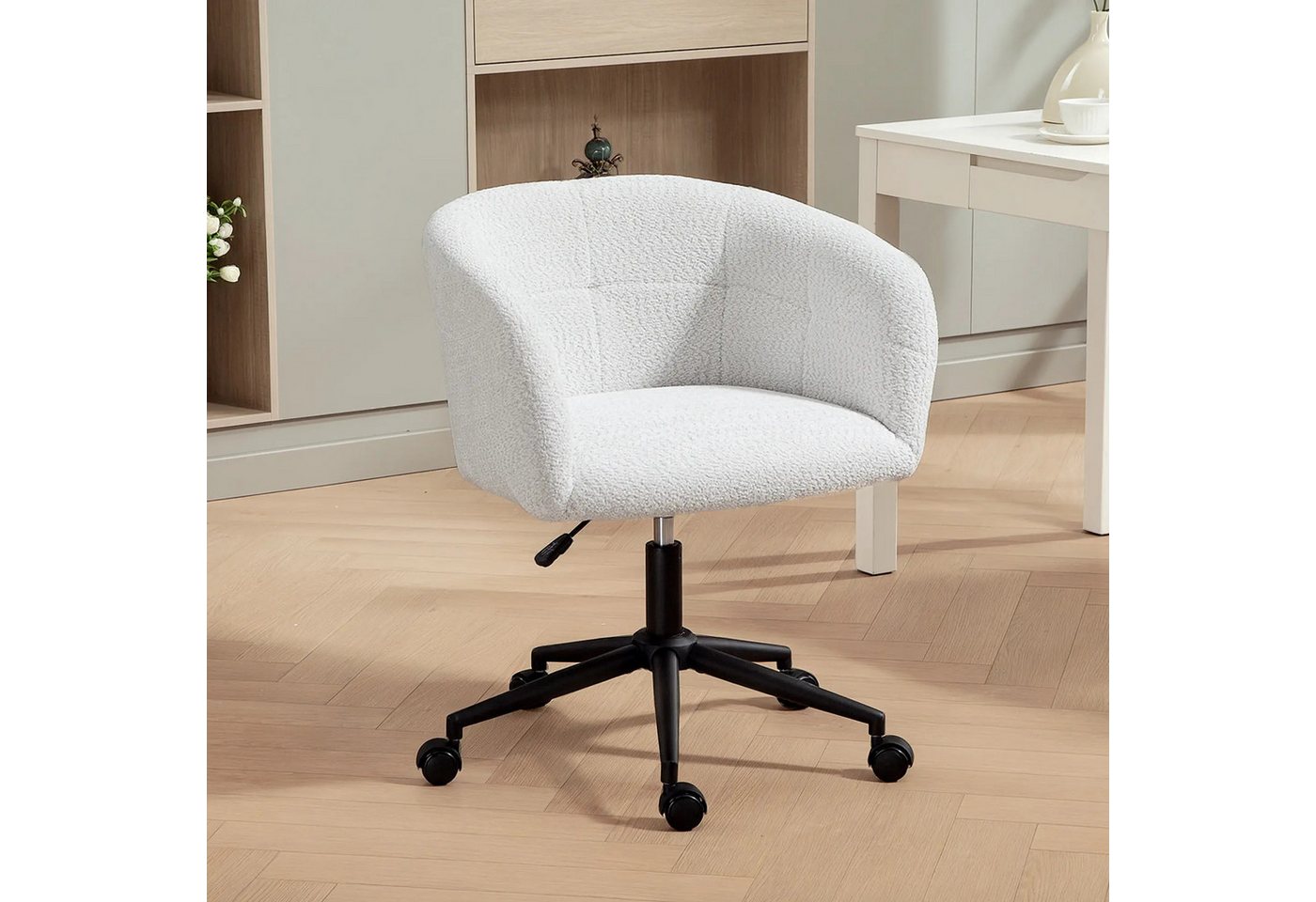 BlingBin Bürostuhl Polsterstuhl Drehstuhl Schreibtischstuhl (1 St), Wannen-Design,65x59x85cm,Creme+Schwarz von BlingBin