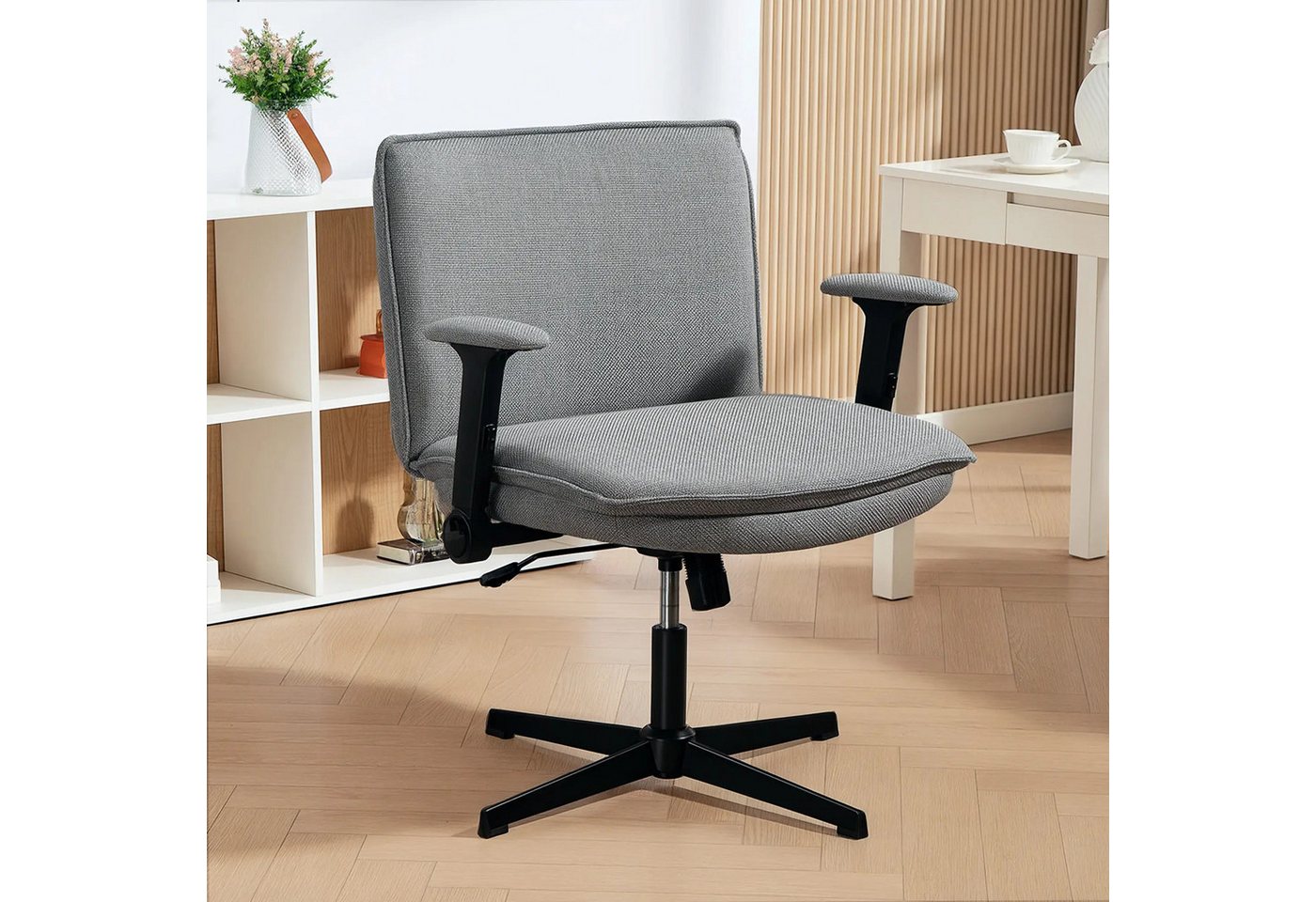 BlingBin Bürostuhl Polsterstuhl Schreibtischstuhl (1 St), Leinenoptik,76x70x97cm,Grau von BlingBin