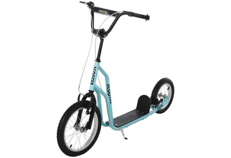 BlingBin Cityroller Scooter Kinderscooter mit Bremse Höhenverstellbar Leichtbau, (Reifendurchmesser: vorne: Ø41 cm, Rückseite: Ø30 cm, 1 tlg., Gesamtmaße: 135L x 58B x 88-94H cm, Belastbarkeit: 100 kg), Geeignet für 5+ Jahre Kinder, Belastbarkeit: 100 kg, Blau von BlingBin