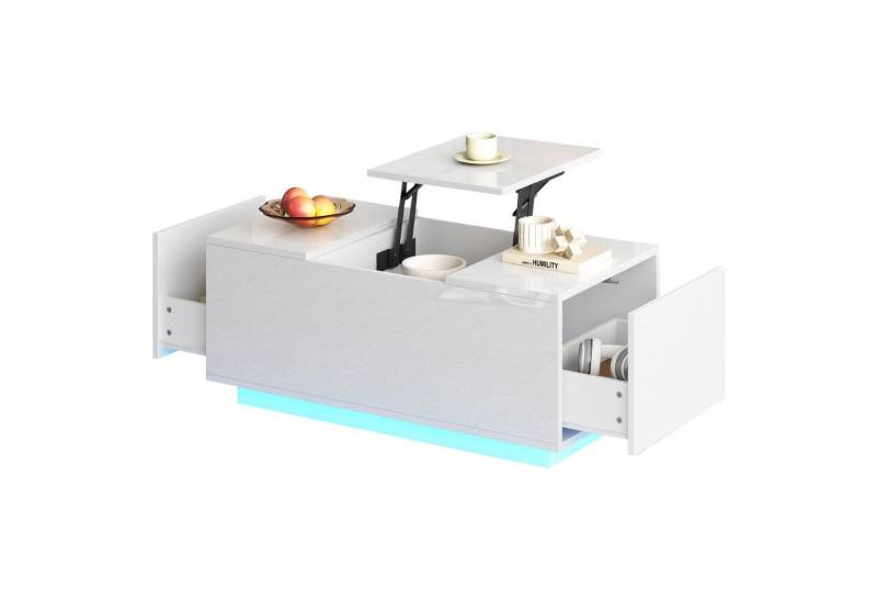 BlingBin Couchtisch 95*48*40cm LED Couchtisch mit Hebeplatte, höhenverstellbar ausziehbar (1 Set, 1-St., 95 x 48 x 40 cm), für Teeservice, Obstteller und andere Gegenstände. von BlingBin