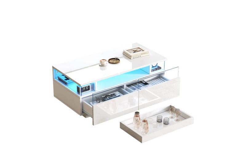 BlingBin Couchtisch Hochglanz-Couchtisch mit Tablett, Sofatisch, Kaffeetisch (1-St) von BlingBin