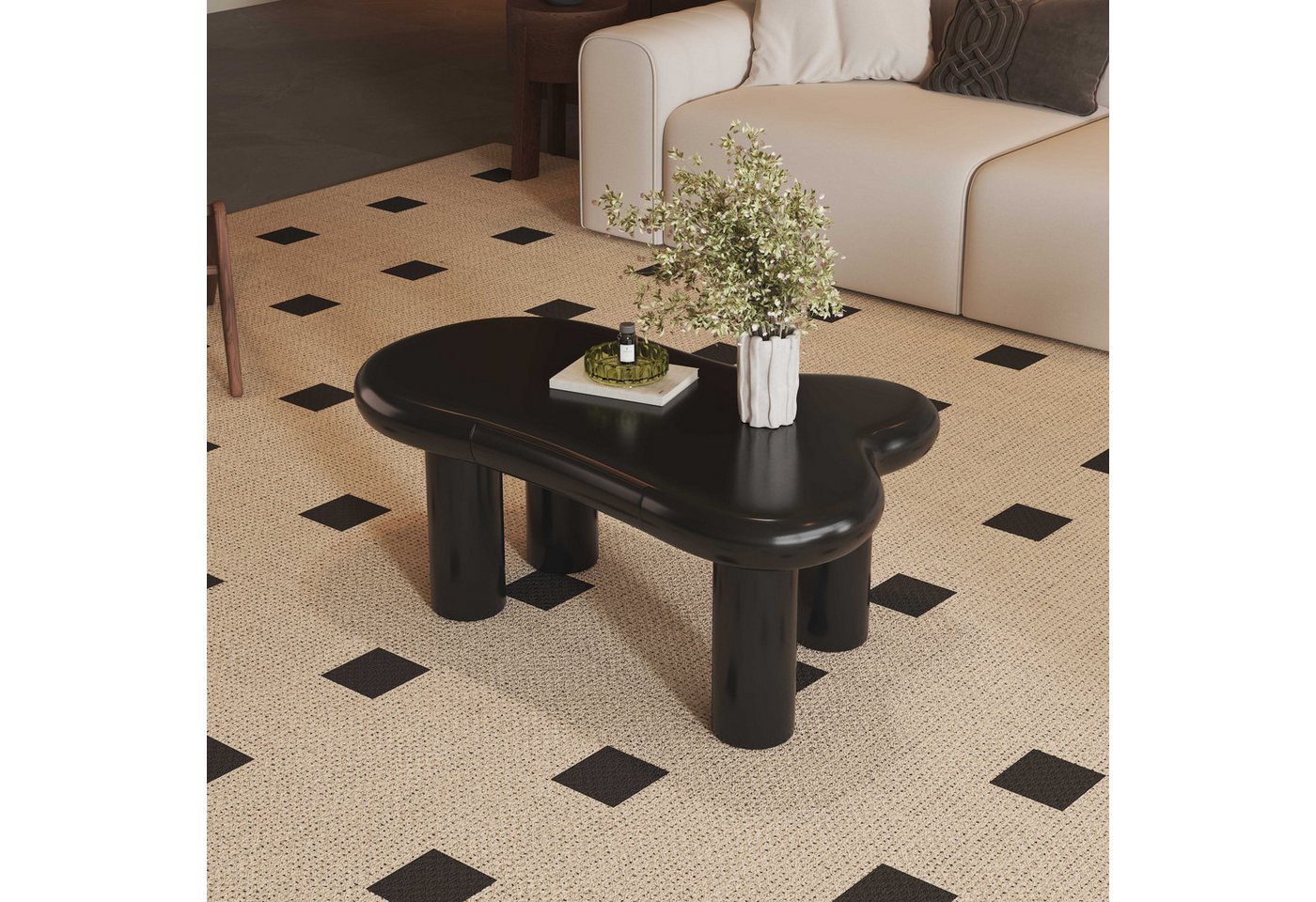 BlingBin Couchtisch Kaffeetisch Beistelltisch Wohnzimmertisch (1-St., mit 16-farbiger LED-Beleuchtung,Schublade), Cloud-Form,MDF,98×65,5×40cm,Tragfähigkeit 80 kg von BlingBin