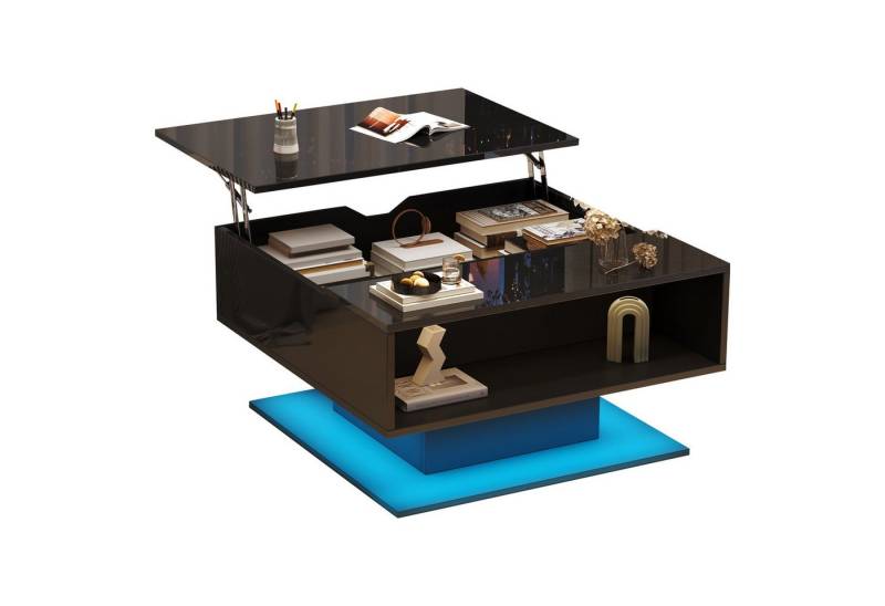 BlingBin Couchtisch Sofatisch, Wohnzimmertisch mit Stauraum (Beistelltisch mit LED-Beleuchtung, 1-St., 80*77*40cm Couchtisch mit hydraulischem Aufzug), Halboffener Stauraum,Couchtisch,Ergonomischer Wohnzimmer-Beistelltisch von BlingBin