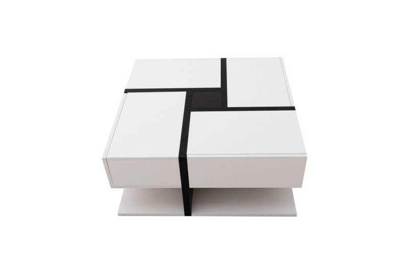 BlingBin Couchtisch Tisch Wohnzimmertisch (1-St., einzigartige Farbabstimmung und Liniendesign), mit 4 Schubladen, Stauraum unten. 78*78*36cm von BlingBin