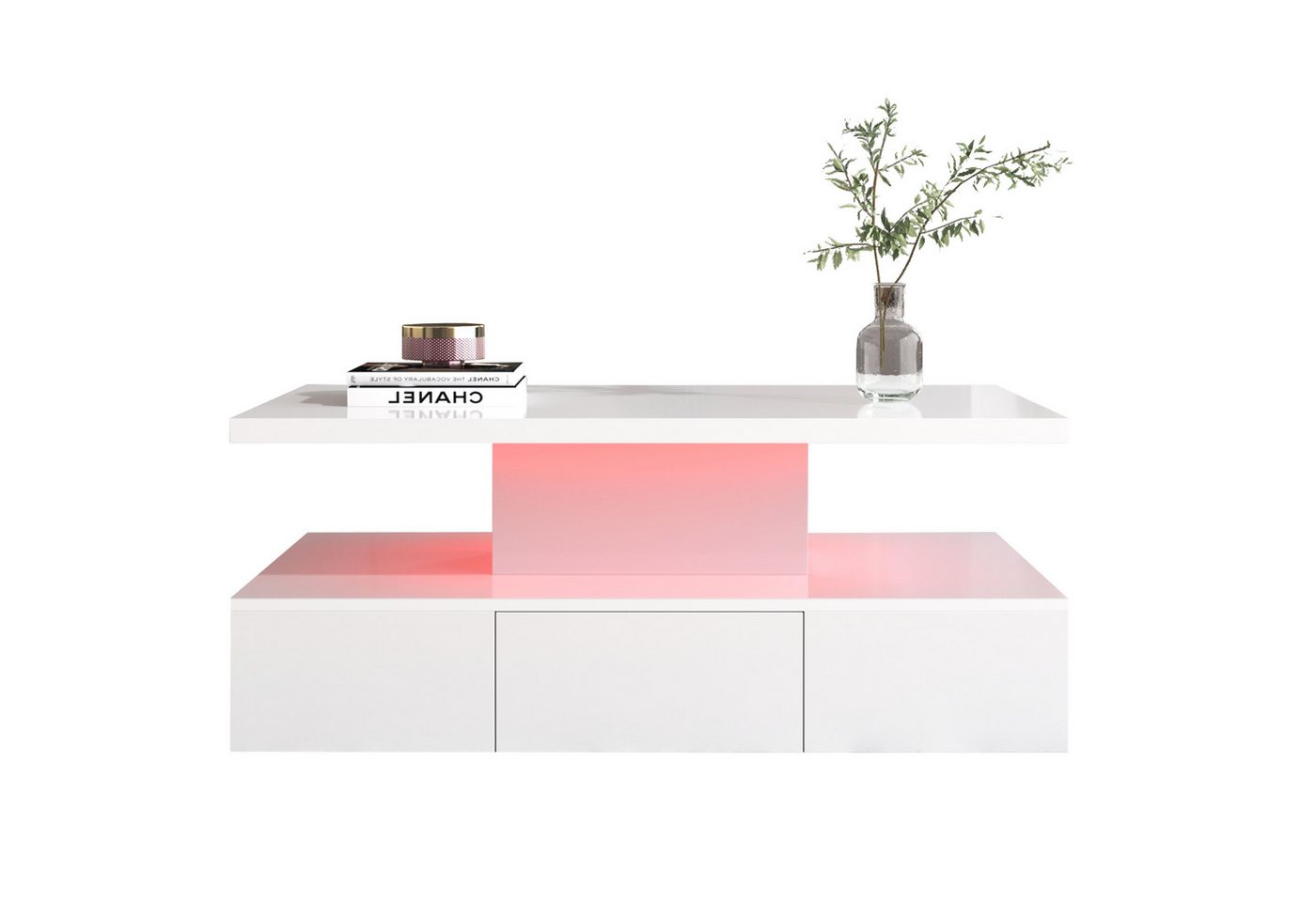 BlingBin Couchtisch Wohnzimmertisch (1-St., 100 L x 50 B x 31H cm), doppelseitigen Schubladen, Push-and-Pull-Design von BlingBin