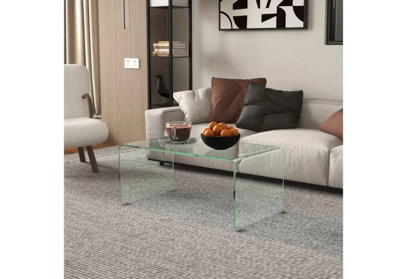 BlingBin Couchtisch echteckiger Wohnzimmertisch modernes Design aus gehärtetem Glas (1er Set, 1-St., 80cm x 45cm x 35cm), mit abgerundeten Kanten sicher 80 x 45 x 35 cm transparent von BlingBin