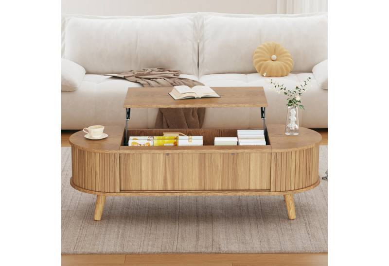 BlingBin Couchtisch kaffeetisch Beistelltisch Wohnzimmertisch Sofatisch (1-St., mit verstecktem Stauraum,5 Ablageflächen), 120x50x39.5cm,kann auf 53.5 cm angehoben werden von BlingBin