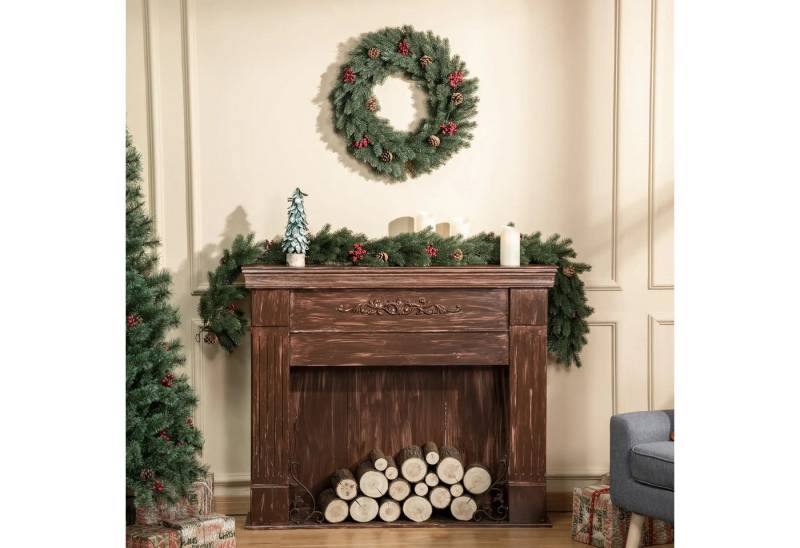 BlingBin Dekokranz Künstlicher Weihnachtskranz Türkranz Tannenkranz, Rückseite mit aufhänge Öse,PE,Grün,Ø60 x 8 cm BlingBin Dekokranz Künstlicher Weihnachtskranz Türkranz Tannenkranz, Rückseite mit aufhänge Öse,PE,Grün,Ø60 x 8 cm von BlingBin